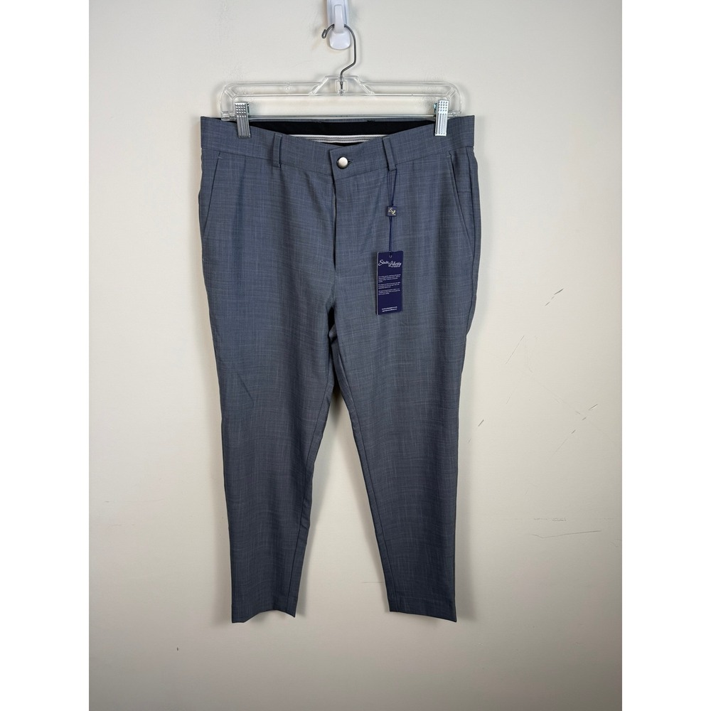 State & Liberty Mens Performance Dress Pants Grey Heathered 32x26 Athletic Fit